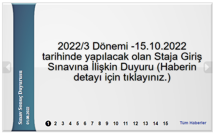 2022/3 Dönemi -15.10.2022 tarihinde yapılacak olan Staja Giriş Sınavı